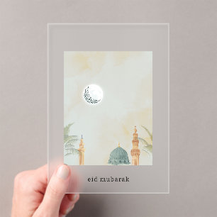 Elegant Frosted Acrylic Eid Mubarak Card   Masjid  Acrylic Invitations