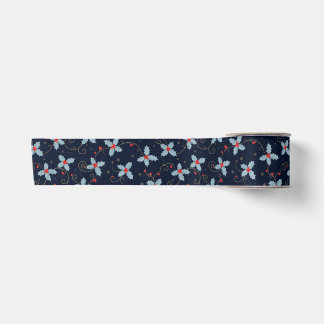 Elegant Frosted Holly and Gold Vine Seamless Wrapp Satin Ribbon