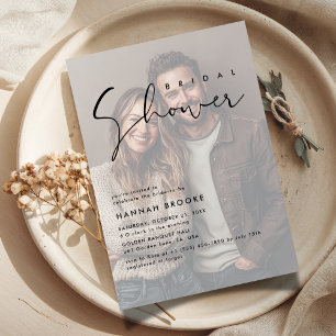 Elegant Frosted Vellum Overlay Photo Bridal Shower Invitation