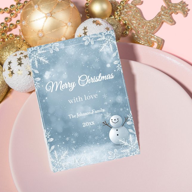 Elegant Frosty Blue & White Christmas Greeting Holiday Card (Creator Uploaded)