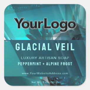 Elegant Frozen Glacier Ice Artisan Product Label
