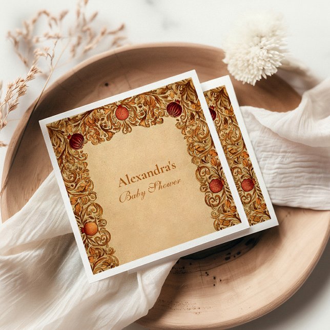 Elegant Fruit and Foliage Baby Shower Napkin (Creator Uploaded)