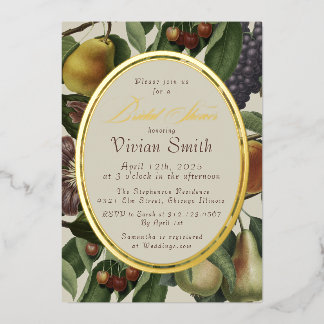 Elegant Fruit & Botanical Bridal Shower Invitation
