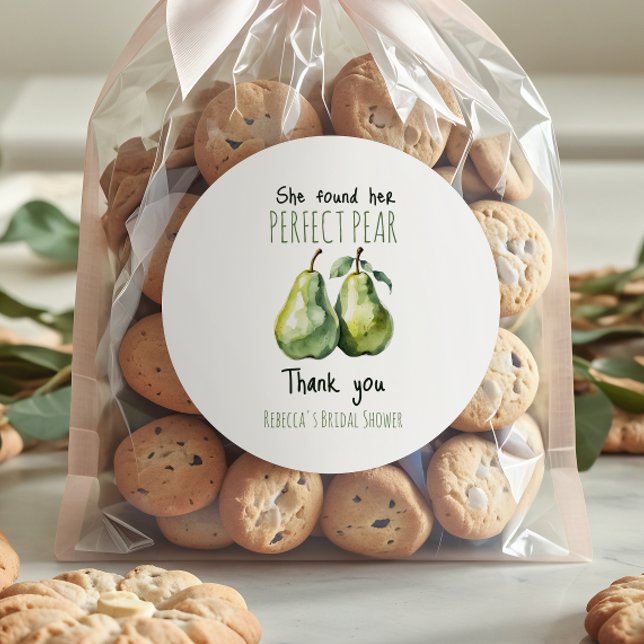 Elegant Fruit Brunch Perfect Pear Bridal Shower Classic Round Sticker (Creator Uploaded)