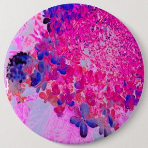 Elegant Fuchsia and Dark Blue Limelight Hydrangea 6 Cm Round Badge