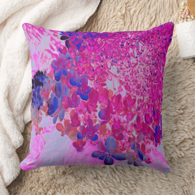 Elegant Fuchsia and Dark Blue Limelight Hydrangea Cushion (Blanket)