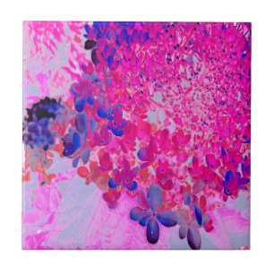 Elegant Fuchsia and Dark Blue Limelight Hydrangea Tile