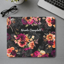Elegant Fuchsia Orange Floral Monogram Gift