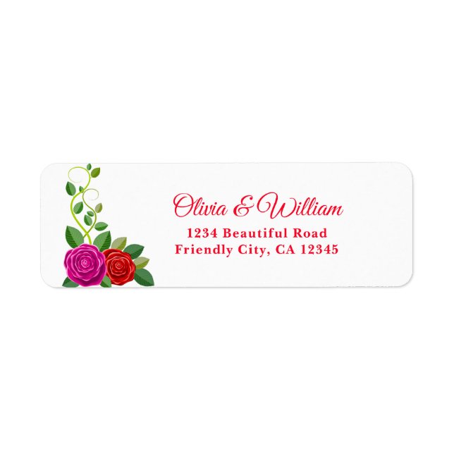 Elegant Fuchsia Pink & Red Rose Flower (Front)