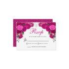 Elegant Fuchsia Silver Floral RSVP Enclosure Card