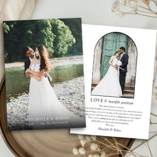 Elegant Full Bleed and Arch Wedding Photo Thank You Card