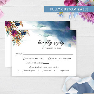 Elegant Fully Customisable Celestial Wedding RSVP Card