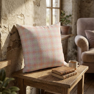 Elegant Fun, Classic Pink 'n Green Geometric Plaid Cushion