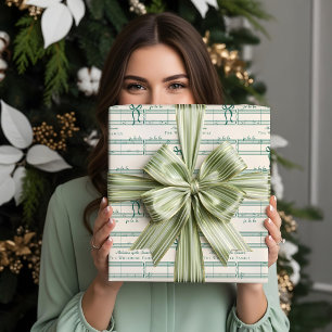 Elegant Fun Fa La Bow Vintage Music Personalised Wrapping Paper Sheet