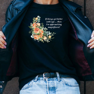 Elegant Fun Floral 50th Birthday T-Shirt (Vivid)