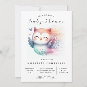 Elegant Fun Owl Baby Shower Invitation