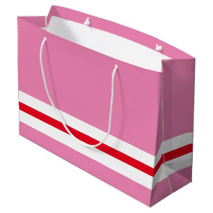 Elegant Fun Stylish Pink Red White Bottom Stripes Large Gift Bag