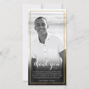 Elegant Funeral Black and White Photo Script Thank You Card