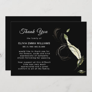 Elegant Funeral Black Gold Thank You Card