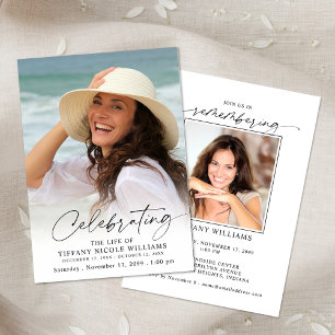 Elegant Funeral Celebration of Life Photo Memorial Invitation