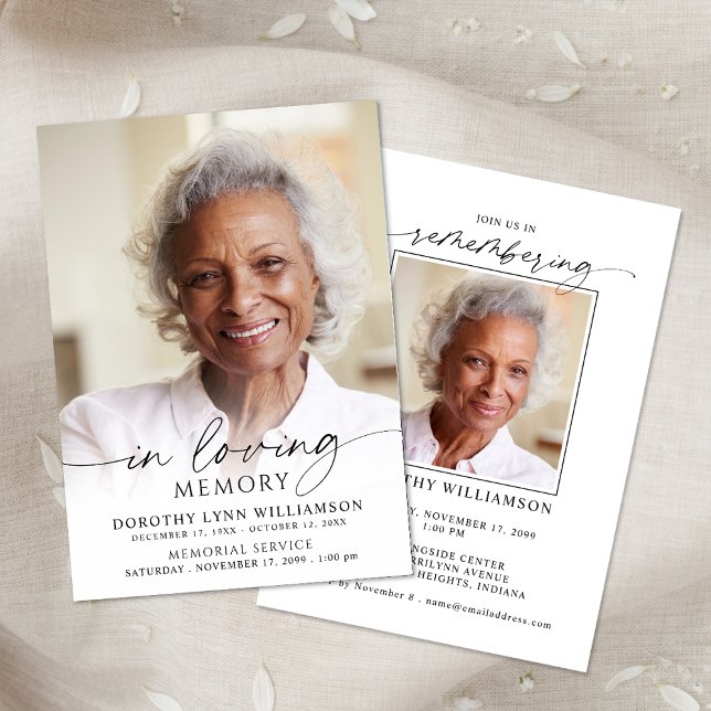 Elegant Funeral In Loving Memory Photo Memorial Invitation (Creator Uploaded)