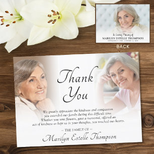 Elegant Funeral Memorial 3 Photos Thank You