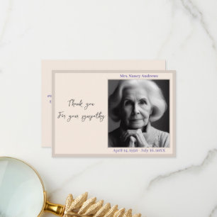Elegant Funeral Memorial From Family Thank You Card