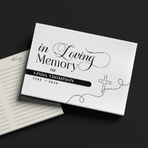 Elegant Funeral Memorial In Loving Memory Guest Book