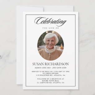 Elegant Funeral Memorial Invitation With Photo