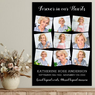 Elegant Funeral Memorial Keepsake 9 Photo Collage Poster