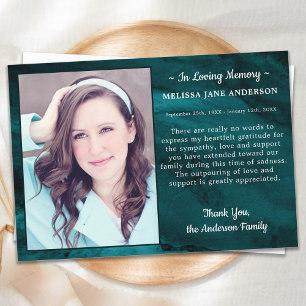 Elegant Funeral Memorial Photo Sympathy  Thank You Card