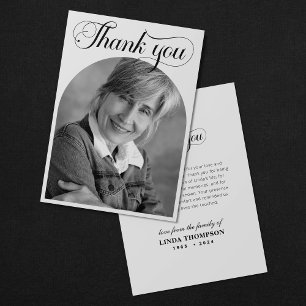 Elegant Funeral Memorial Photo Thank You Card
