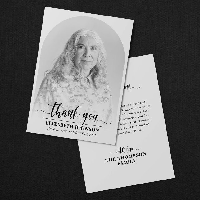 Elegant Funeral Memorial Photo Thank You Card (Creator Uploaded)