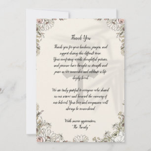 Elegant Funeral Memorial Thank You Card