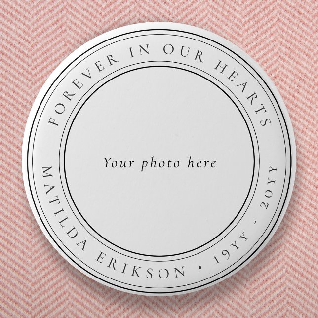 Elegant Funeral Minimal Classic Memorial Photo 6 Cm Round Badge (Creator Uploaded)