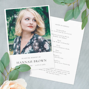 Elegant Funeral   Minimalist Celebration of Life Programme
