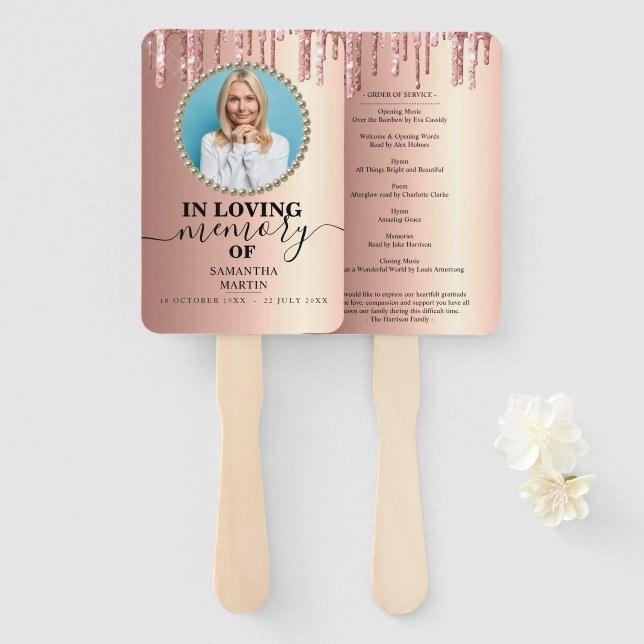 Elegant Funeral | Modern Celebration of Life Hand  Fan (Front and Back)
