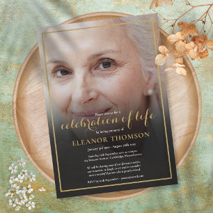 Elegant Funeral Photo Celebration of Life Invitation