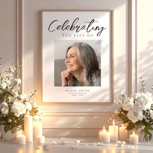 Elegant Funeral Photo   Celebration of Life Poster