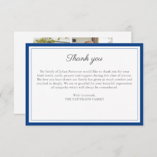 Elegant Funeral Photo Collage Custom Message Thank You Card