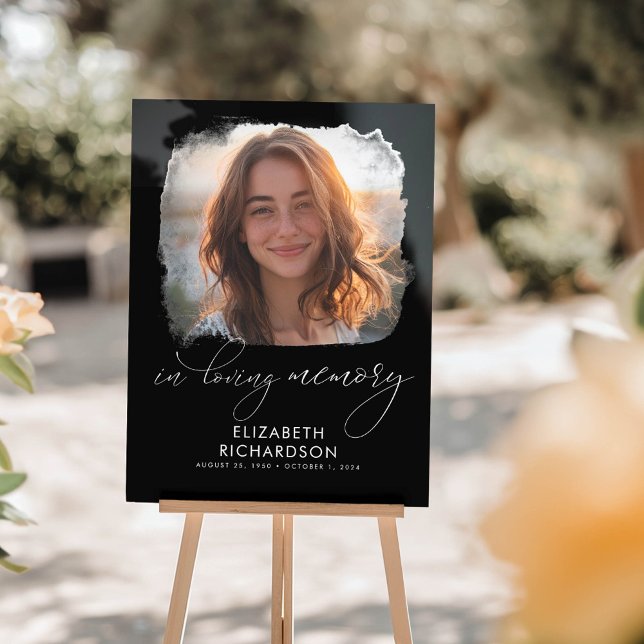 Elegant Funeral Photo In Loving Memory Acrylic Sign (In Loving Memory Sign)