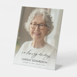 Elegant Funeral Photo In Loving Memory Pedestal Sign