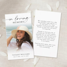 Elegant Funeral Photo In Loving Memory Prayer Card