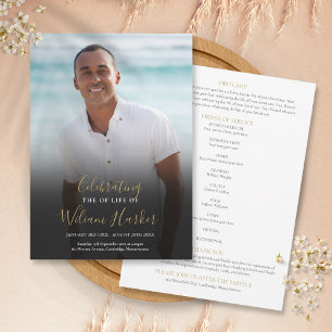 Elegant Funeral Photo Order Of Service Program
