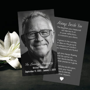 Elegant Funeral Photo Sympathy Memorial Prayer Business Card