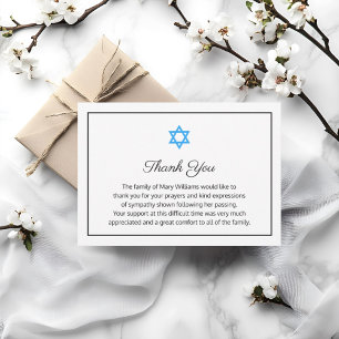 Elegant Funeral Religious Star of David Thank You 
