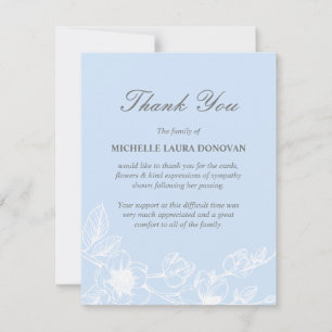 Elegant Funeral Thank You Note Blue Magnolia