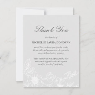 Elegant Funeral Thank You Note   Silver Magnolia