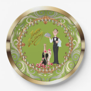 Elegant Funny Butler Birthday  Paper Plate
