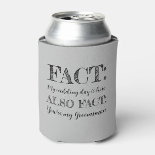 Elegant & Funny Fact Groomsman Proposal Light Grey Can Cooler